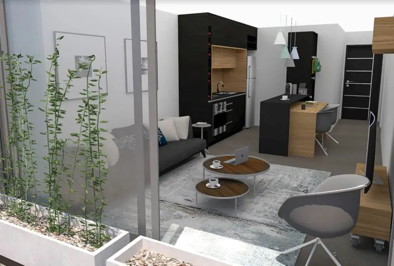 Moderno apartamento en venta con diseño interior contemporáneo y mobiliario funcional en Horus Real Estate Agency.