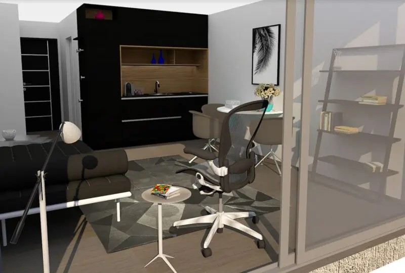 Moderno apartamento en alquiler con mobiliario funcional y decoración contemporánea, ideal para inversores inmobiliarios y quienes buscan viviendas en zonas urbanas de alto valor.