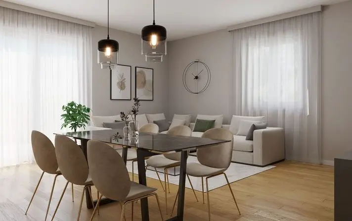 Vivienda moderna y luminosa en alquiler o venta en la zona centro, con salón amplio, comedor elegante, y decoración contemporánea, ideal para vivir con estilo y comodidad.