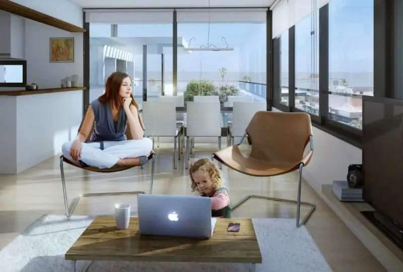 Horus Inmobiliaria, apartamento moderno con amplia vista, salón luminoso y decorado elegante para compradores que buscan calidad y confort en su hogar.
