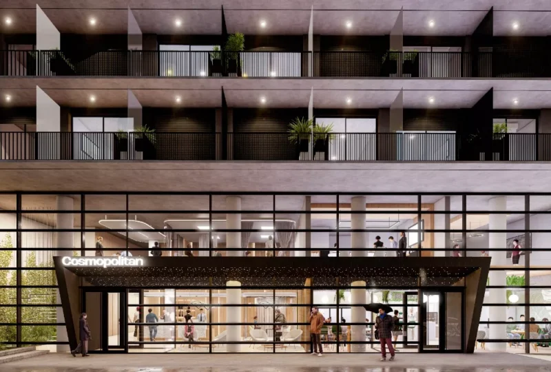 Lujoso complejo residencial con área comercial, diseño moderno, amplias terrazas y zonas verdes, ideal para vivir o invertir en propiedades en una de las mejores ubicaciones urbanas.