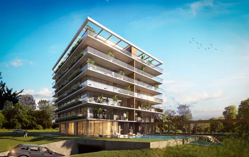 Nuevo edificio residencial de lujo en venta en una zona privilegiada. Arquitectura moderna con amplias terrazas y vistas impresionantes para vida urbana y confort.